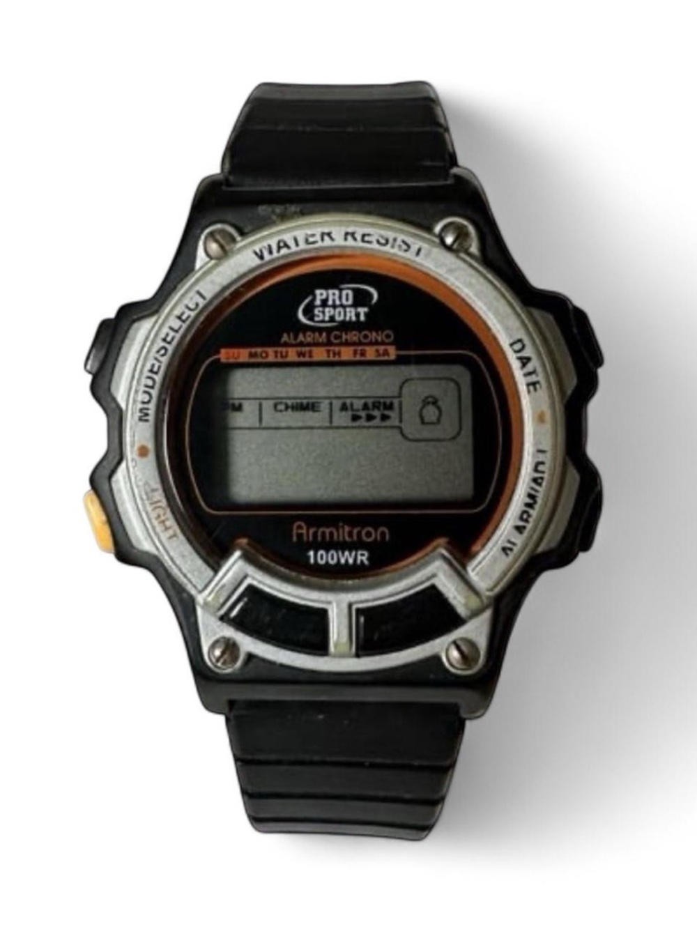 Vintage Armitron Pro Sport 100WR Digital Watch - Black & Silver